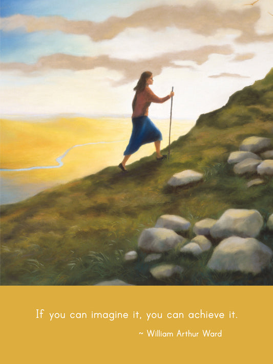 C1023 - Woman Climbing a Mountain